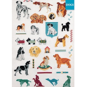 Patrón de punto de cruz vintage de perritos para descargar - archivo PDF
