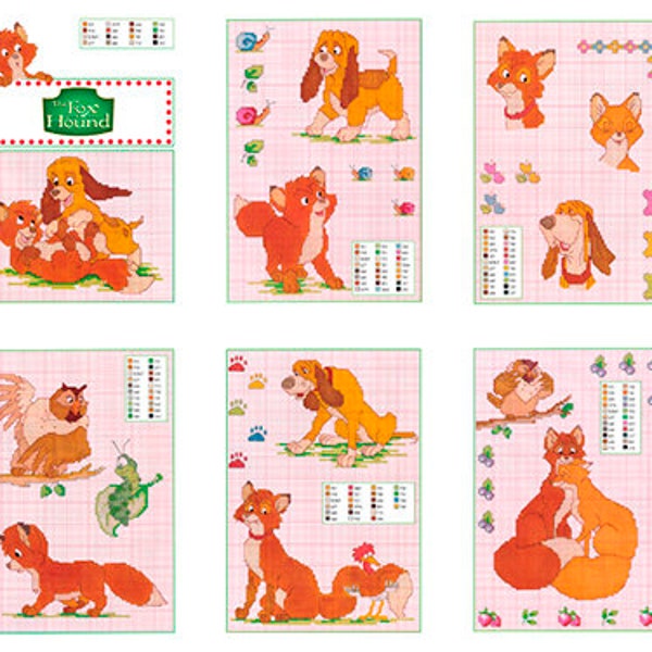The Fox and the Hound Vintage Cross Stitch Patterns to download - PDF file