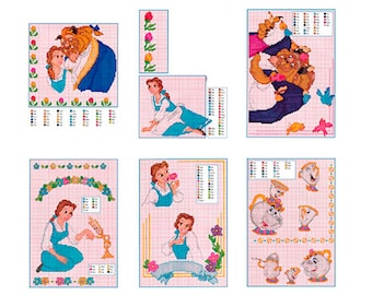 Set of Beauty and the Beast Vintage Cross Stitch Patterns to download - PDF file