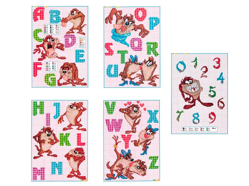 Set of Tasmanian Devil Vintage Cross Stitch Patterns to Etsy