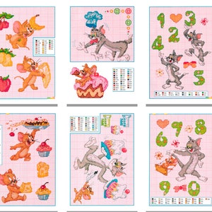 Tom & Jerry Set of Vintage Cross Stitch Pattern to download - PDF file