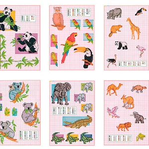 Set vintage dieren kruissteekpatronen om te downloaden: pdf-bestand