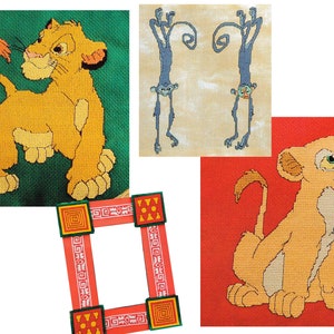 König der Löwen Set von Vintage Kreuzstich Muster zum Downloaden - PDF-Datei