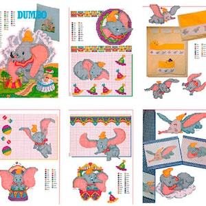 Set of Dumbo Vintage Cross Stitch Patterns to download - PDF file