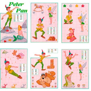 Conjunto de patrones de punto de cruz vintage de Peter Pan para descargar en archivo PDF
