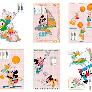 Sports with Mickey and Donald Vintage Cross Stitch Patterns to download - PDF file