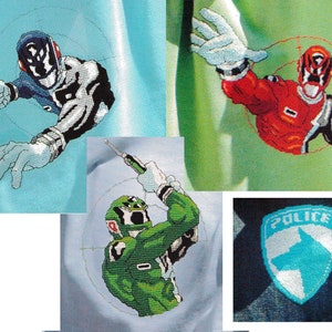 Power Rangers Set Vintage Kreuzstichmuster zum Downloaden - PDF-Datei