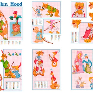 Set of Robin Hood Vintage Cross Stitch Patterns to download - PDF file