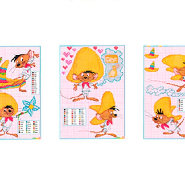 Speedy Gonzales Vintage Kreuzstich Stickmuster zum Downloaden - PDF-Datei