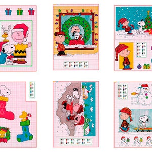 Set of Christmas with Snoopy Vintage Cross Stitch Pattern to download - PDF file