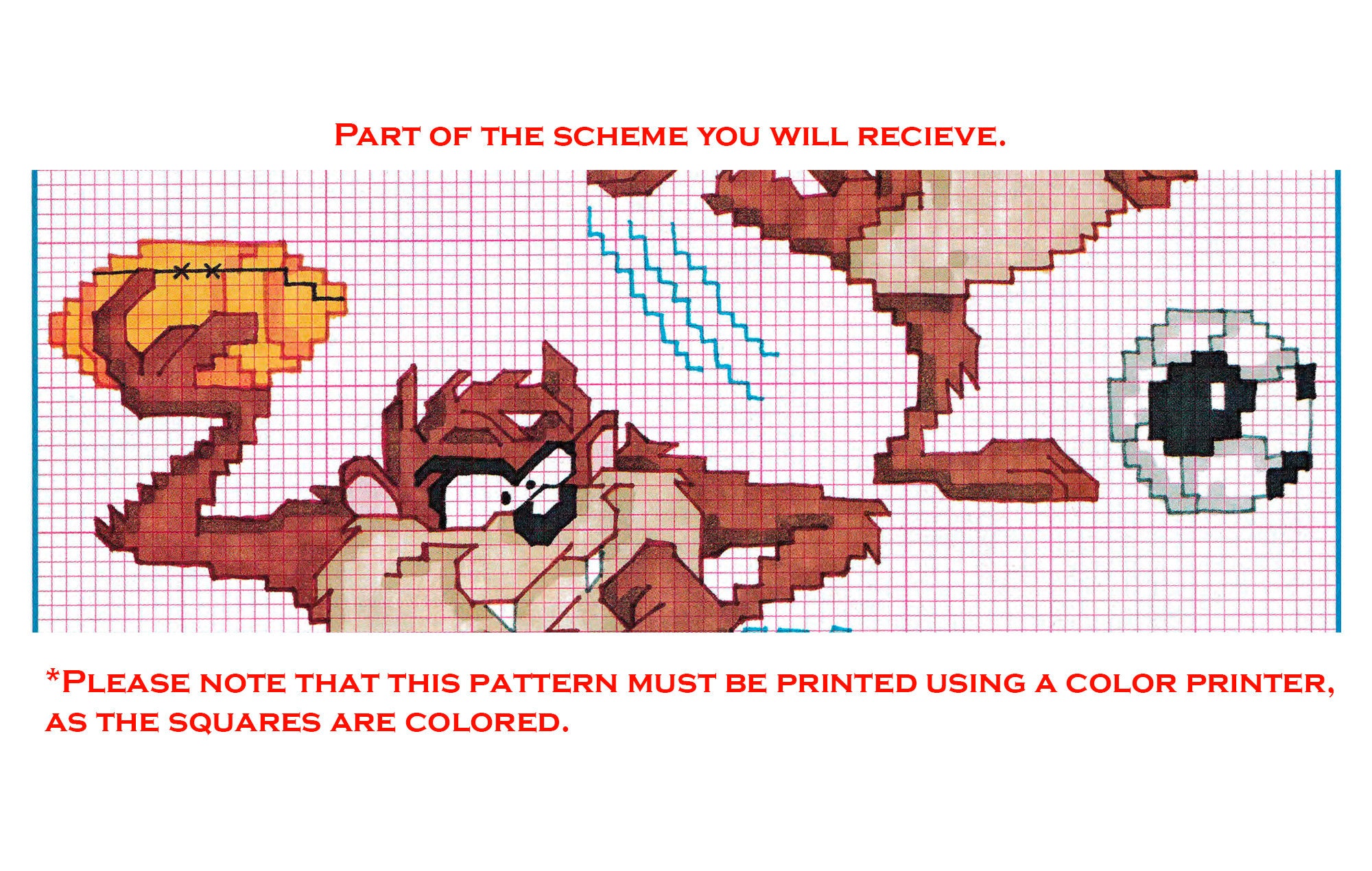 Set of Tasmanian Devil Vintage Cross Stitch Patterns to Etsy