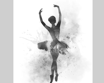 Ballerina ART PRINT Ballet Dancer, Dance, Gift for her, Wall Art, Home Decor, Bedroom, Office, Black and White
