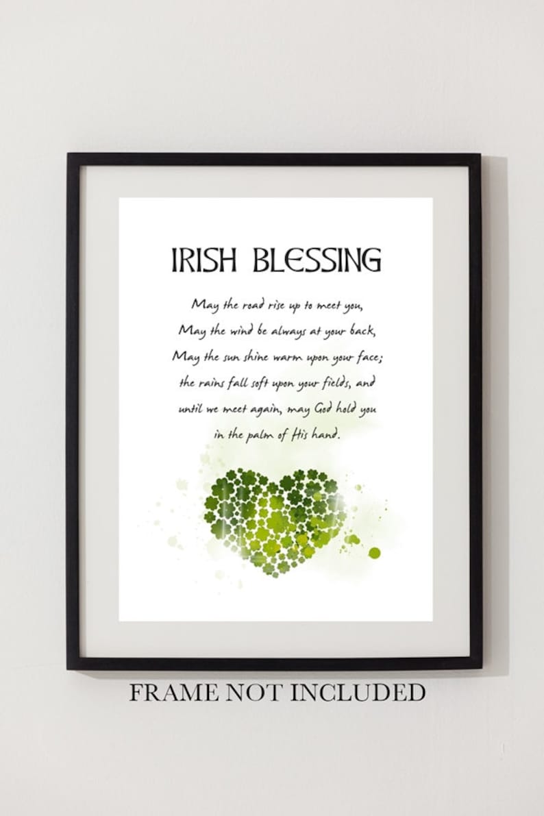 Irish Blessing ART PRINT Christian Scripture, Shamrock Home Decor Gift ...