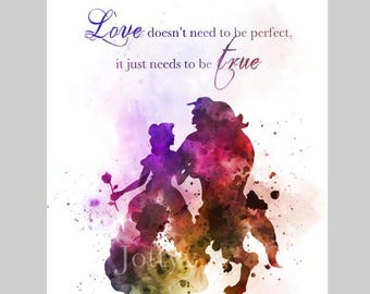Beauty and the Beast Quote ART PRINT Princess, Love, Gift, Wall Art, Home Decor