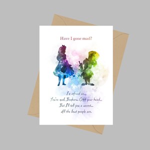 Cita de Alicia en el País de las Maravillas Mad Hatter, Tarjeta de felicitación A5, Regalo