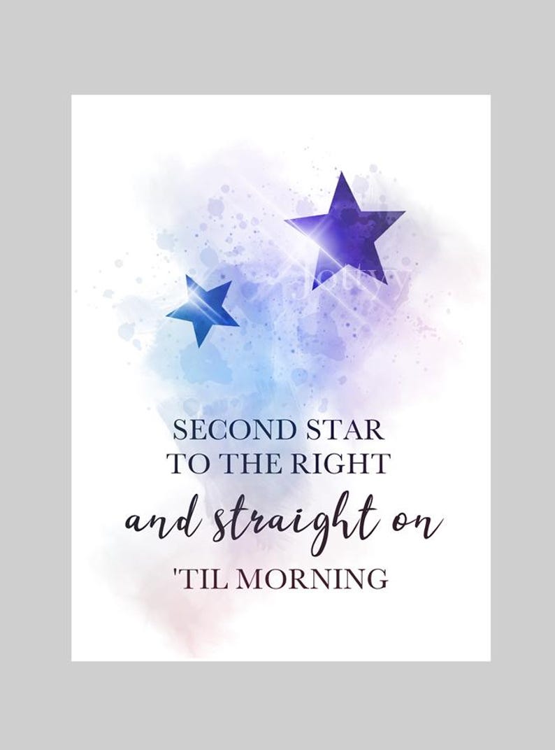 Peter Pan Quote ART PRINT Second Star to the Right and Straight on 'til ...