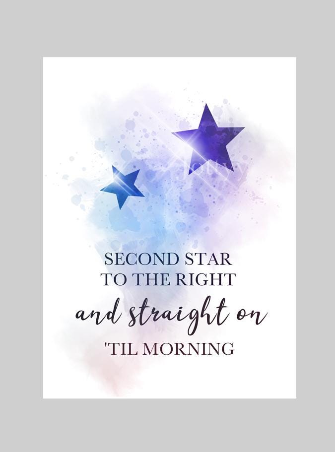 Peter Pan Quote ART PRINT Second Star to the Right and Straight on 'til ...