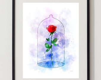 Enchanted Rose Art Print Beauty And The Beast Love Flower Etsy New Zealand