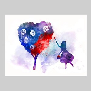 Alice in Wonderland ART PRINT Painting The Roses Red, Gift Idea, Wall Art, Home Decor, Nursery, Bedroom, Office