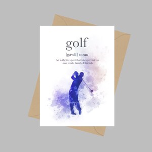 Golf Definicja Cytat, A5 Kartka z Pozdrowieniami, Sport, Prezent, Golfista
