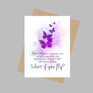 Wat als ik val? Oh, maar mijn lieveling, wat als je vliegt? A5 wenskaart, Quote, Vlinders, Vlinder, Inspirerend, Cadeau