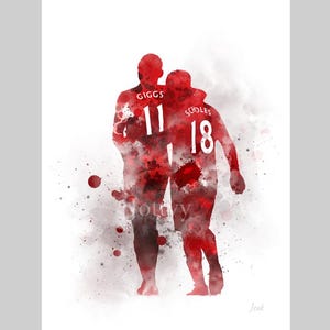 Ryan Giggs and Paul Scholes ART PRINT Manchester United, Football, Sport, Gift, Wall Art, Home Decor