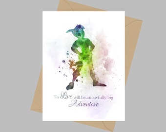 Peter Pan Quote, A5 Greeting Card, Big Adventure, Gift