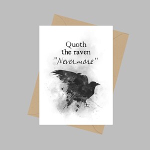 Quoth de Raaf, Nevermore Quote, A5 Wenskaart, Edgar Allan Poe, Gift