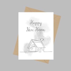 Happy New Home Quote, Carte de vœux A5, Félicitations, Première maison, Jour de déménagement, Amis, Maison, Noir et blanc