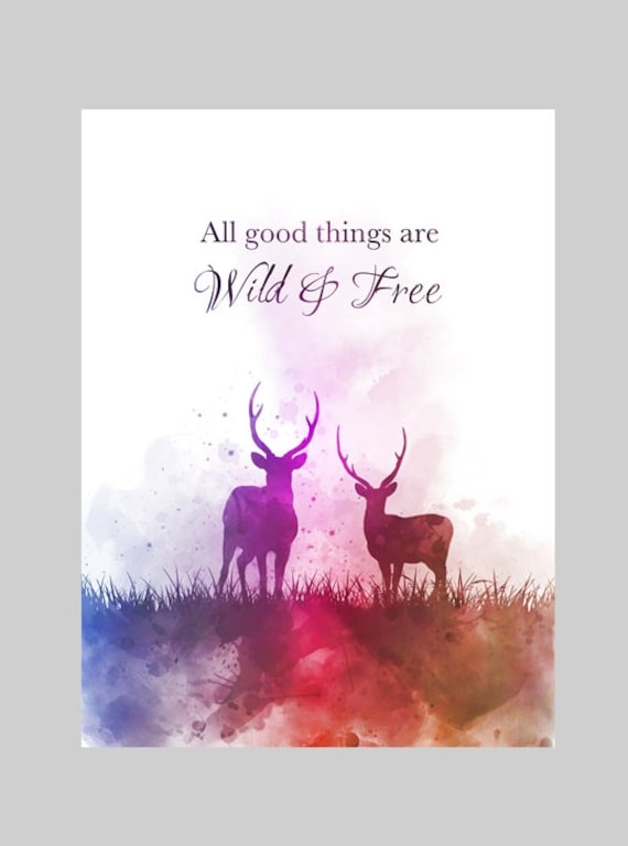 Deer Stag Quote ART PRINT Inspirational Wildlife Nursery Etsy UK