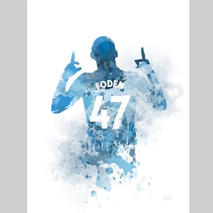 Impression d&#39;art Phil Foden Manchester City, football, sport, cadeau, art mural, décoration d&#39;intérieur, chambre à coucher, bureau