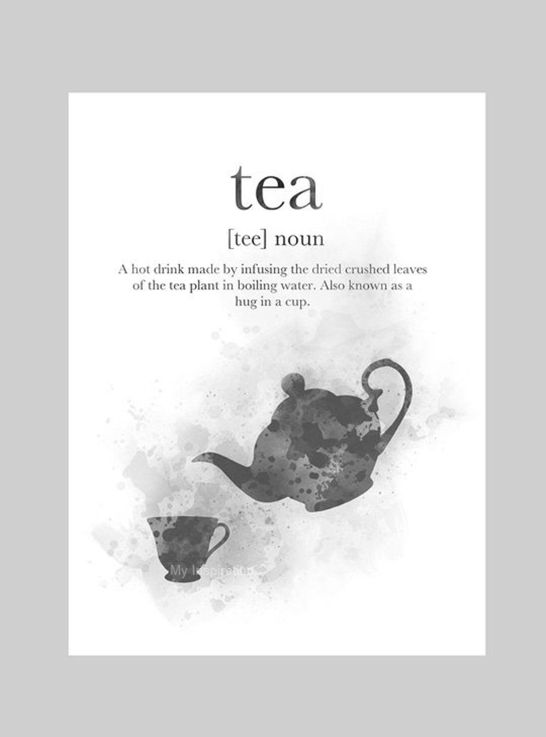 Tea Definition Quote ART PRINT Gift, Wall Art, Home Decor, Black and White Etsy