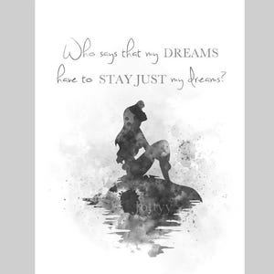 Ariel, The Little Mermaid Quote ART PRINT, Princess, Nursery, Gift, Wall Art, Home Decor, Black and White