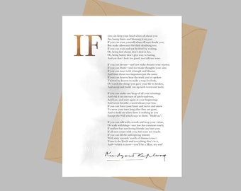 Rudyard Kipling 'IF' Poem Greeting Card: Inspirational Poetry Gift