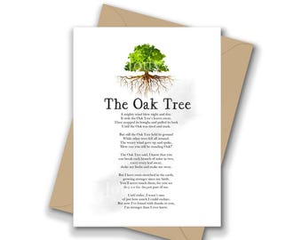 The Oak Tree Poem About Life, A5 Greeting Card, Mighty Oak Tree, Inspirational, Nature, Motivational, Poetry, Gift Idea