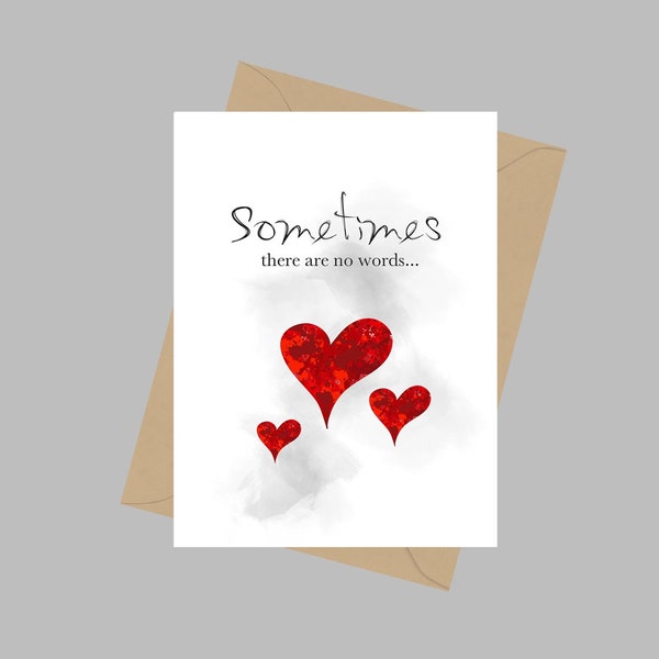 Sometimes There Are No Words, A5 Greeting Card, Sympathy Card, Bereavement Card, Thinking Of You, Grieving, Sending You Hugs, Gift Ideas