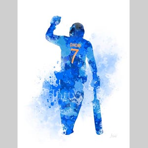 MS Dhoni ART PRINT Cricket, India, sport, kapitein, cadeau, kunst aan de muur, woondecoratie