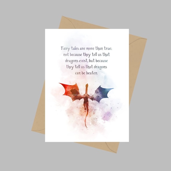 Citation De Dragon De Conte De Fees Carte De Vœux A5 Etsy France