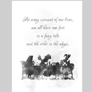 Alice In Wonderland Tea Party Quote ART PRINT Mad Hatter, Gift, Wall Art, Home Decor, Black and White