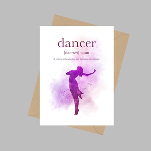 Citation définition danseuse, carte de voeux A5, danse, cadeau
