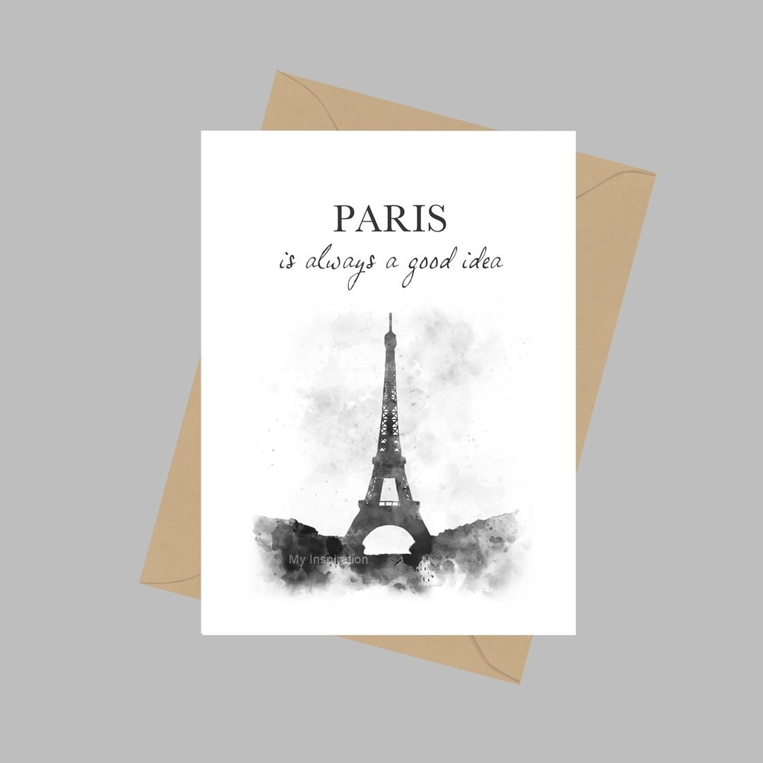 NEZIH Biglietto di ringraziamento con stampa romantica della Torre Eiffel di Parigi, biglietto di auguri, compleanno, matrimonio, Natale