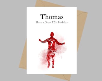 Cristiano Ronaldo Personalised Card, A5 Greeting Card, Birthday, Manchester United, Card For Son Daughter Grandson, Football, Soccer, Gift