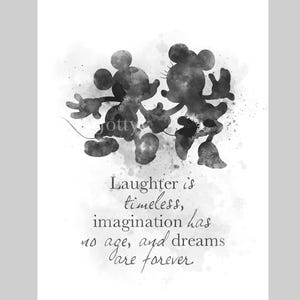 Mickey and Minnie Mouse Quote ART PRINT Nursery, Inspirational, Motivational, Gift, Wall Art, Home Decor, Bedroom, Black and White