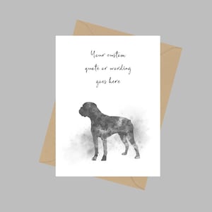 Carte de voeux personnalisée A5 pour chien boxer pour amoureux d'animaux de compagnie, commémoration, souvenir, pensée de vous, perte d'un animal de compagnie, idées cadeaux, sympathie, souvenir, noir et blanc