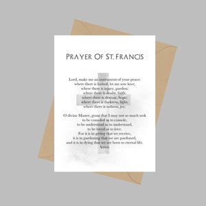 Biglietto d'auguri A5 con la preghiera di San Francesco d'Assisi, ispiratore, motivazionale, positivo, fede, cristianesimo, idee regalo