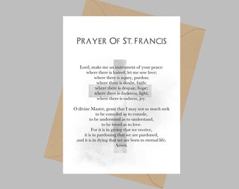 St. Francis of Assisi Prayer A5 Greeting Card, Inspirational Christian Gift