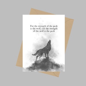 Siłą stada jest wilk Cytat, Karta okolicznościowa A5, Inspirująca, Księga dżungli, Rudyard Kipling, Prezent, Czarno-biały