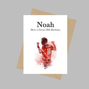 Mo Salah Personalised Card, A5 Greeting Card, Birthday, Liverpool, Card For Son Daughter Grandson Granddaughter, Football, Gift