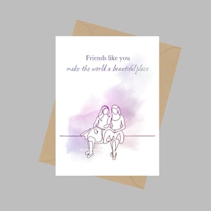 Vrienden zoals jij maken de wereld een prachtige plek Quote, A5 wenskaart, vriendschap, cadeau