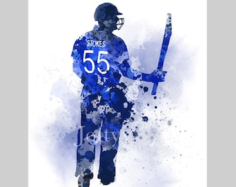 Ben Stokes KONSTTRYCK Cricket, England, Sport, Gåva, Väggkonst, Heminredning